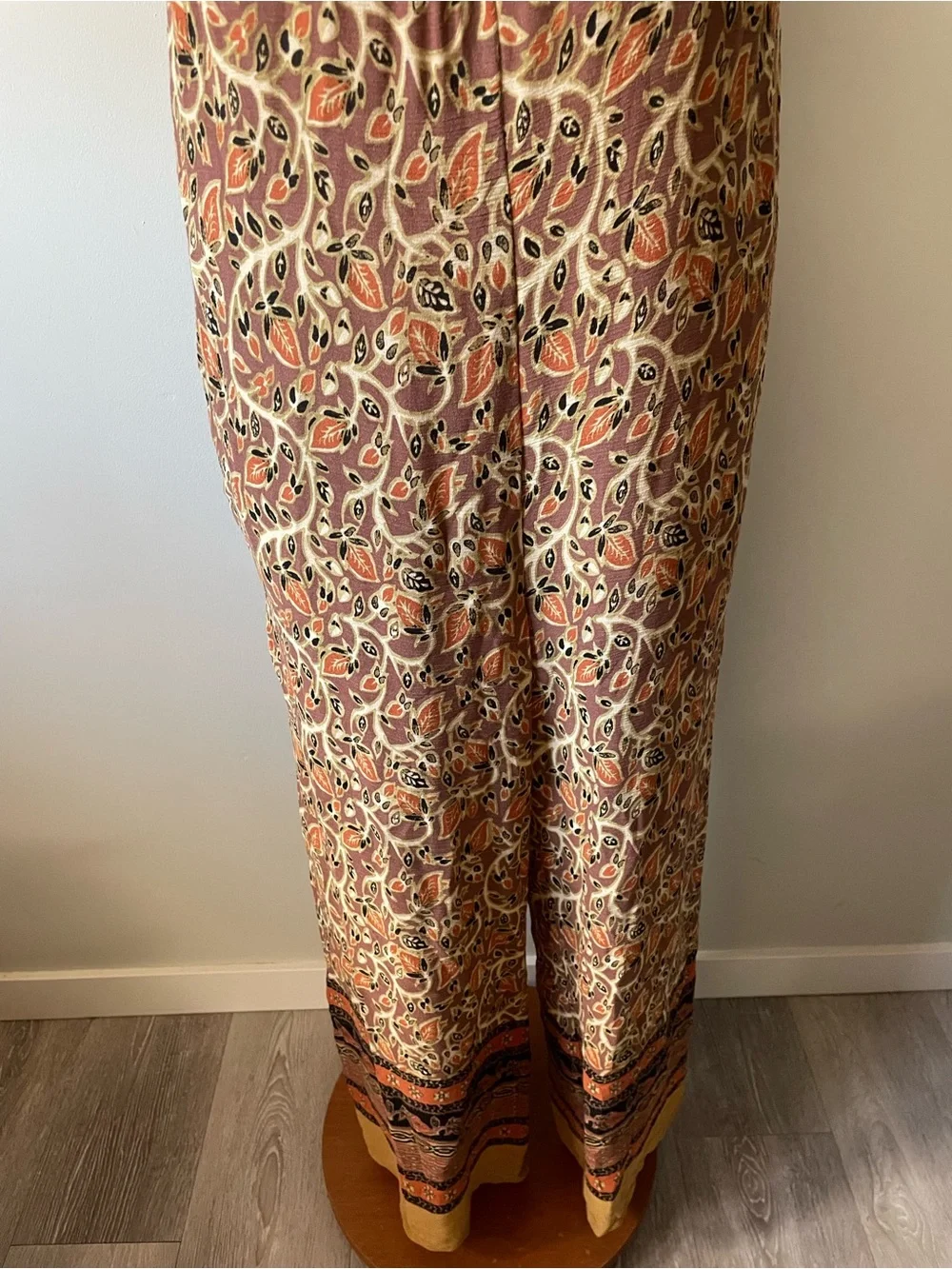 90s Vintage Boho Wide Leg One Piece Jumpsuit Earthy Hippie Tie Strap Festival - Picture 4 of 8